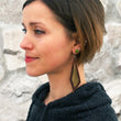 Load image into Gallery viewer, Recycled Geometric Leather and Metallic Egyptian Earrings