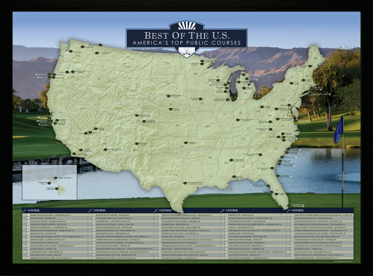 Premier Golf Courses of the United States Map – MapYourTravels.com
