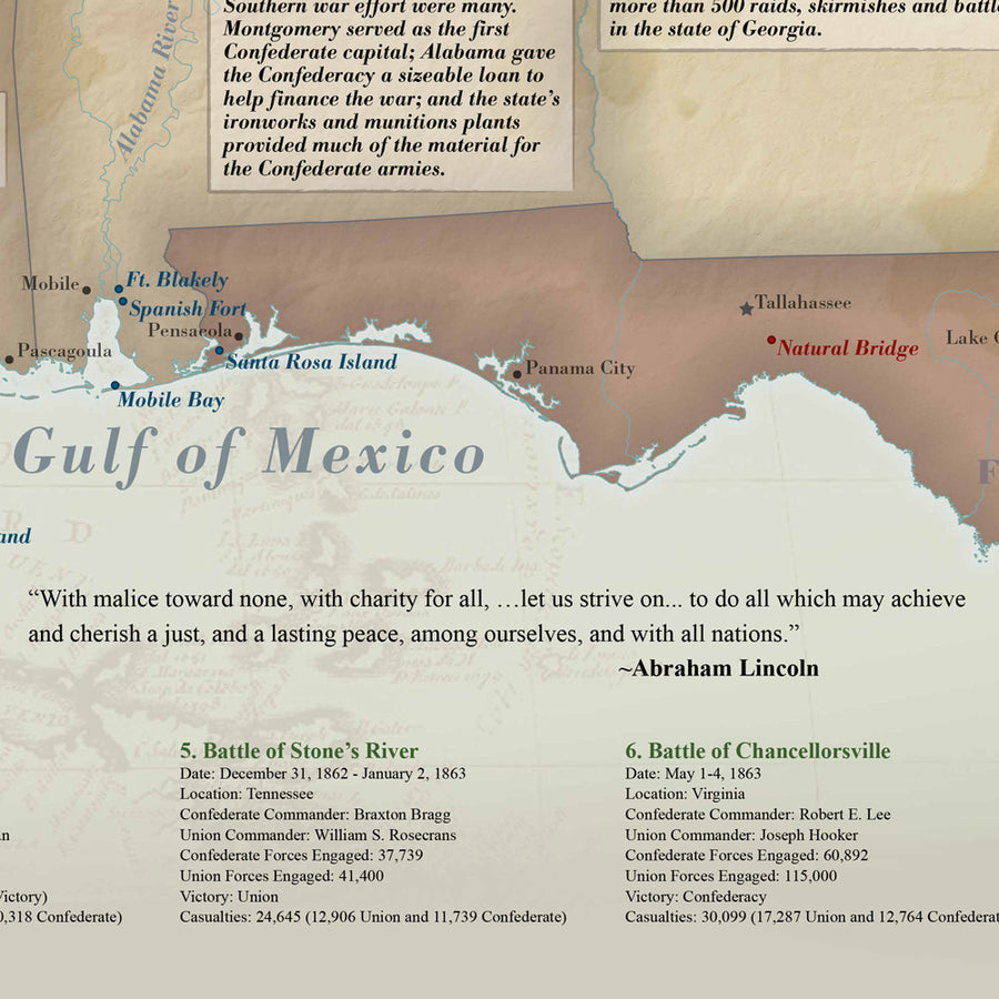 Civil War Battlefields Travel Map