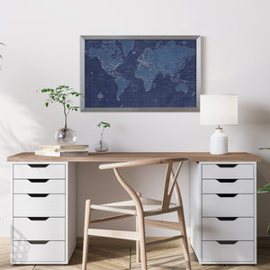Modern Blueprint World Travel Map