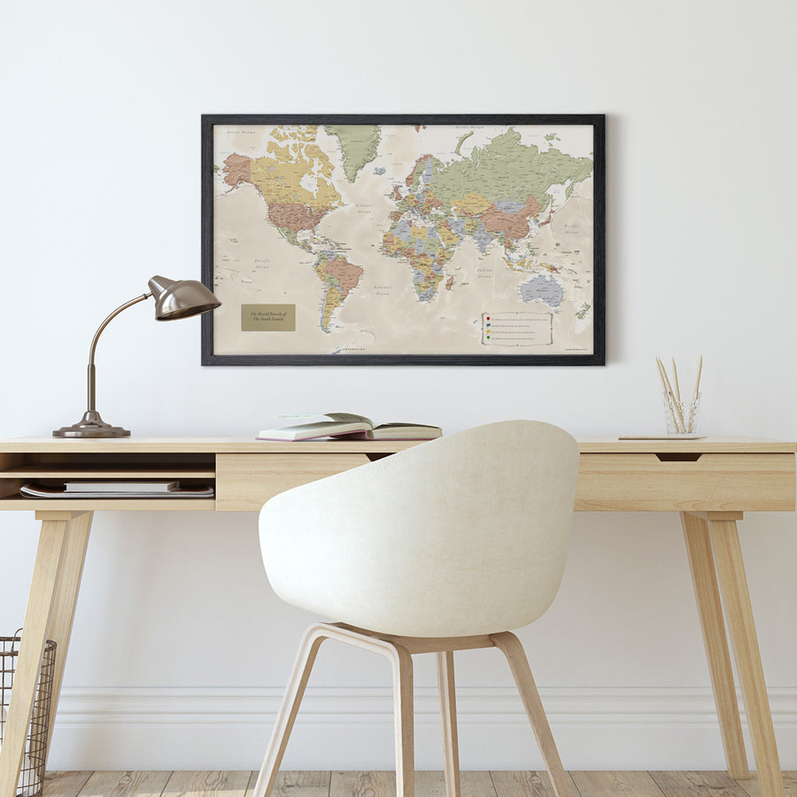 Push Pin World Traveler Map with Rustic Frame – MapYourTravels.com