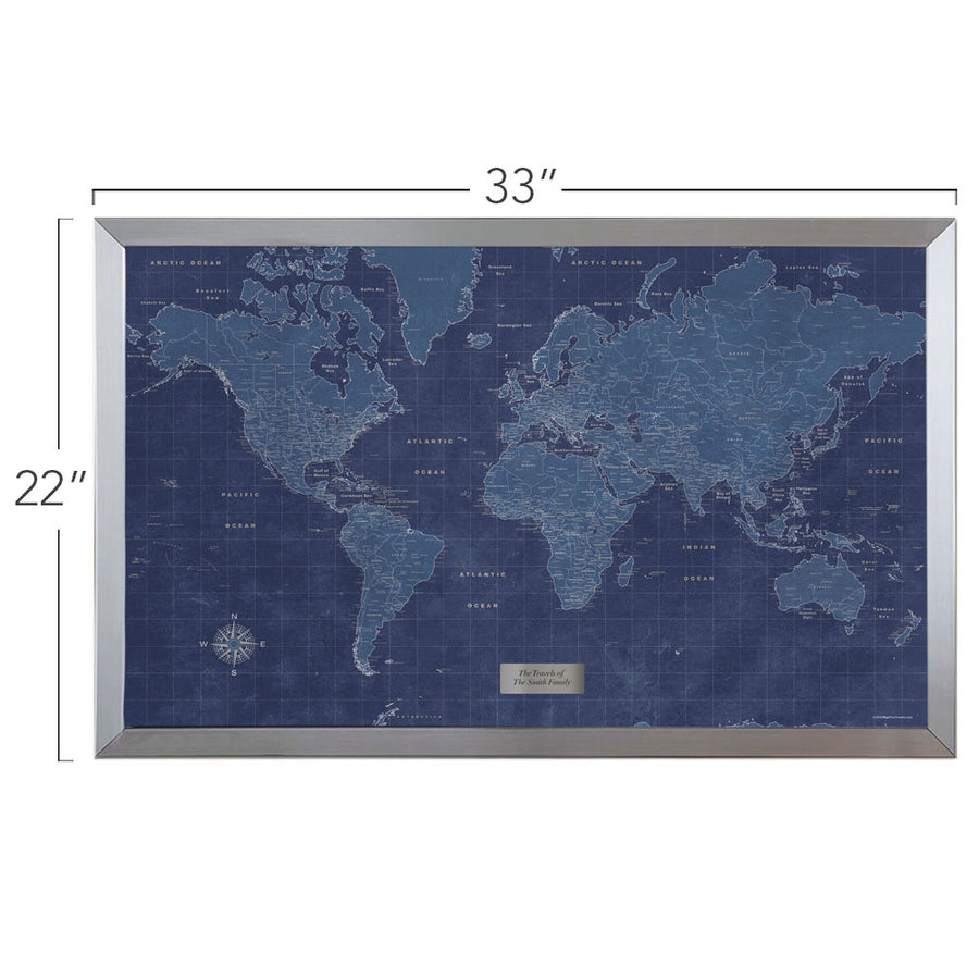 Modern Blueprint World Travel Map –