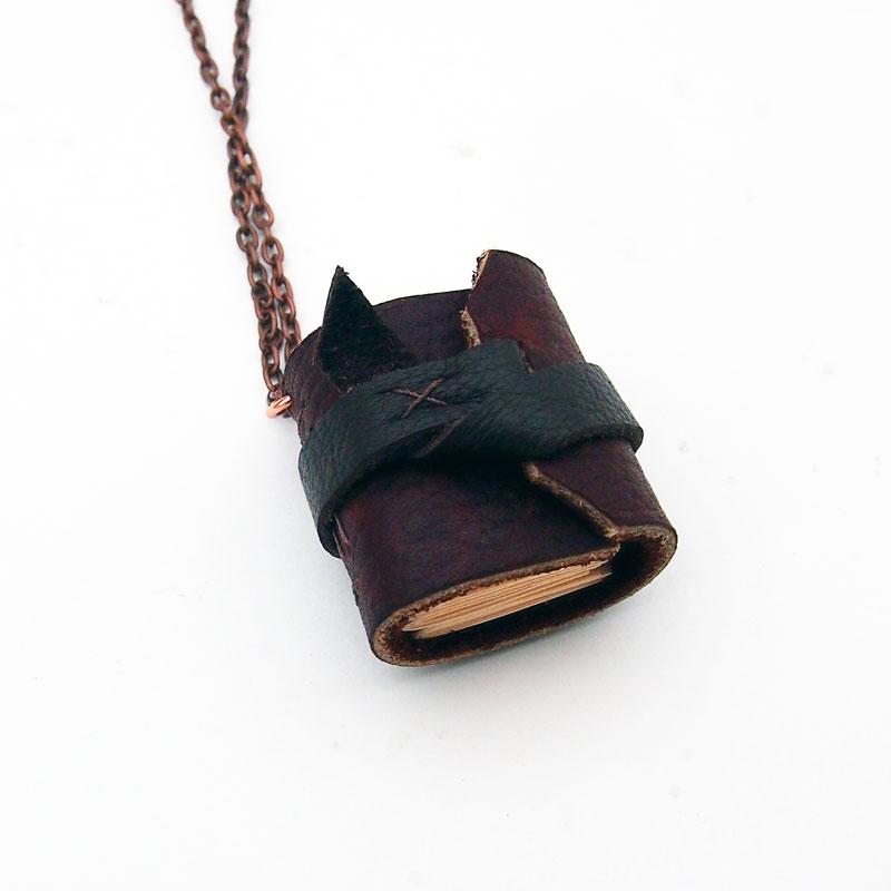 Handmade Tiny Leather Traveler Journal Necklace