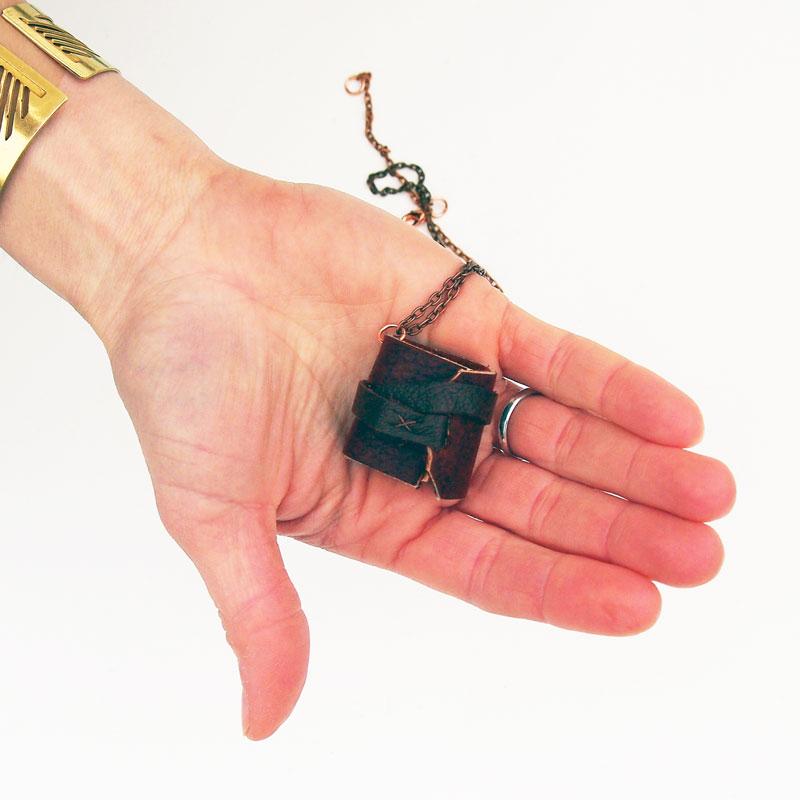 Handmade Tiny Leather Traveler Journal Necklace