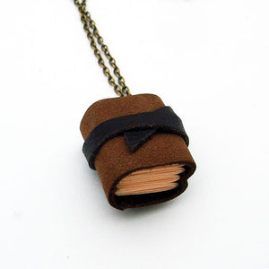 Handmade Tiny Leather Traveler Journal Necklace