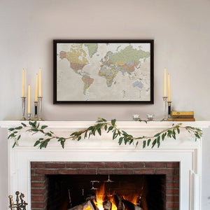 Map Your Travels Push Pin World Travel Map Framed