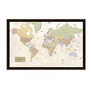 Map Your Travels Push Pin World Travel Map Framed