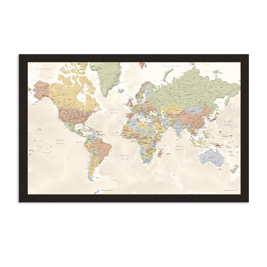 Map Your Travels Push Pin World Travel Map Framed