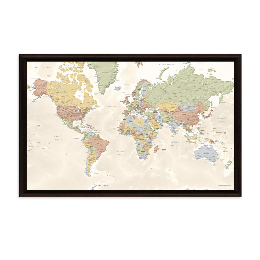 Map Your Travels Push Pin World Travel Map Framed