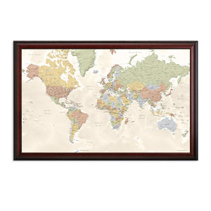 Map Your Travels Push Pin World Travel Map Framed