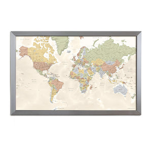 Map Your Travels Push Pin World Travel Map Framed