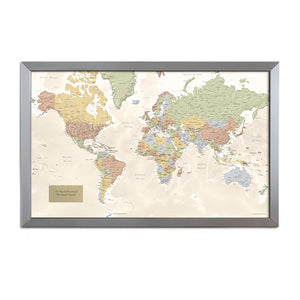 Map Your Travels Push Pin World Travel Map Framed