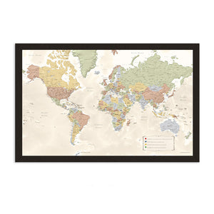 Map Your Travels Push Pin World Travel Map Framed