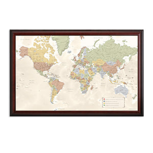 Map Your Travels Push Pin World Travel Map Framed