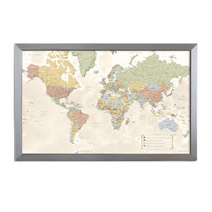 Map Your Travels Push Pin World Travel Map Framed