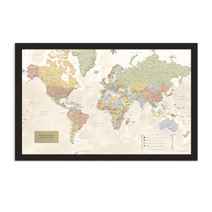 Map Your Travels Push Pin World Travel Map Framed