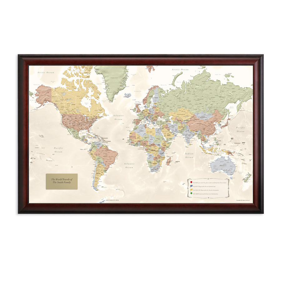 Military Family Push Pin World Map, Long Distance Love Map