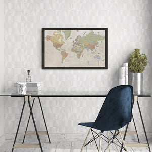 Map Your Travels Push Pin World Travel Map Framed