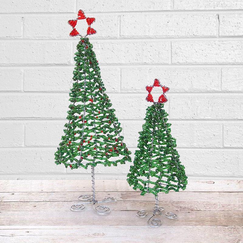 Hand-Beaded Christmas Trees –