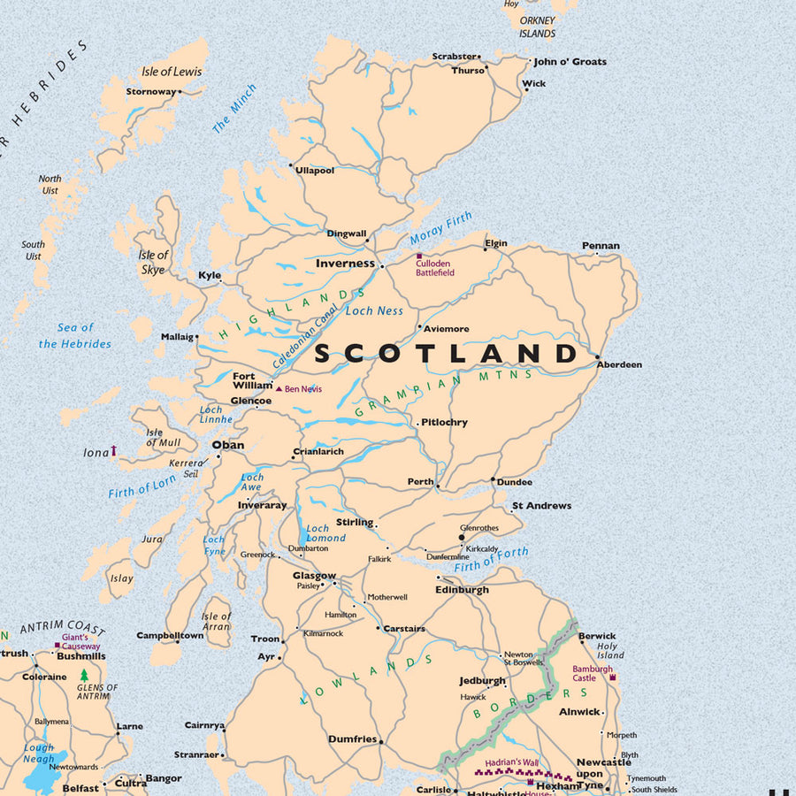 United Kingdom Traveler Map — Print Only – MapYourTravels.com