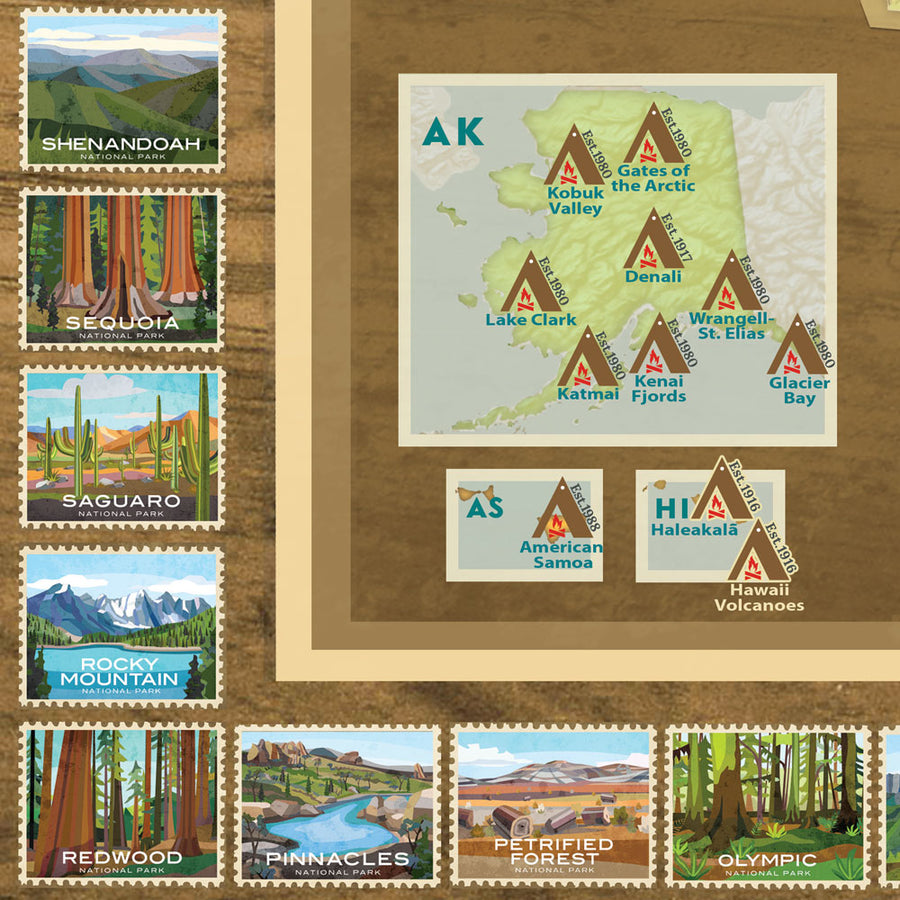 National Parks Travel Map + Poster Bundle