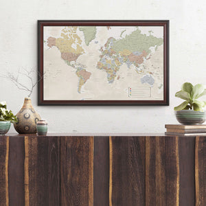 Map Your Travels Push Pin World Travel Map Framed