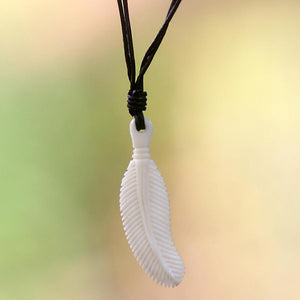 Balinese Hand-Carved Bone Pendent on Leather Necklace