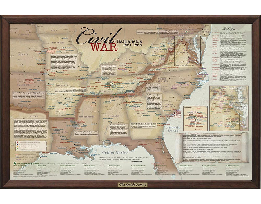 Civil War Battlefields Travel Map